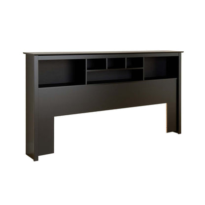 King Bookcase Headboard - Black|Tête de lit bibliothèque pour très grand lit - noire