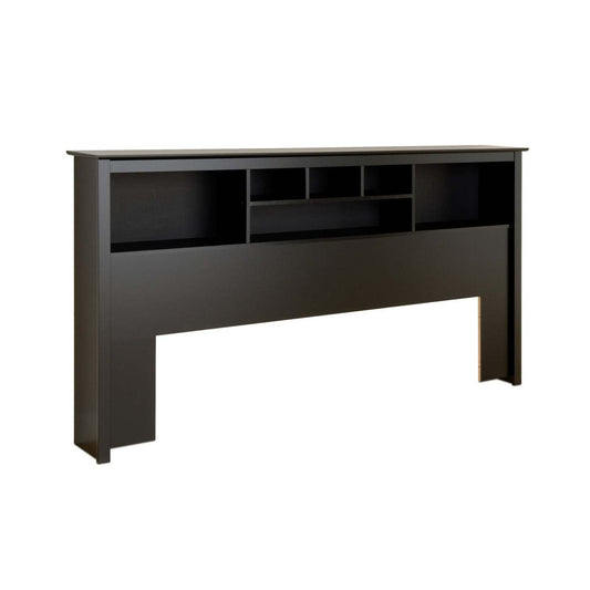 King Bookcase Headboard - Black|Tête de lit bibliothèque pour très grand lit - noire