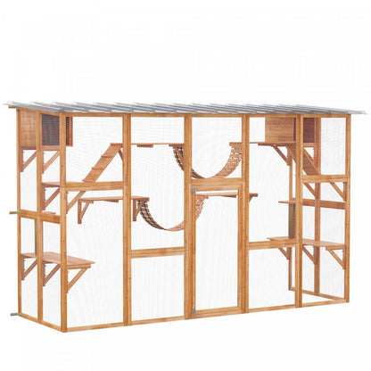 Pawhut Maison D'exterieur Pour Chat Avec Toit De Protection Contre Les Intemperies Pour Plusieurs Chats