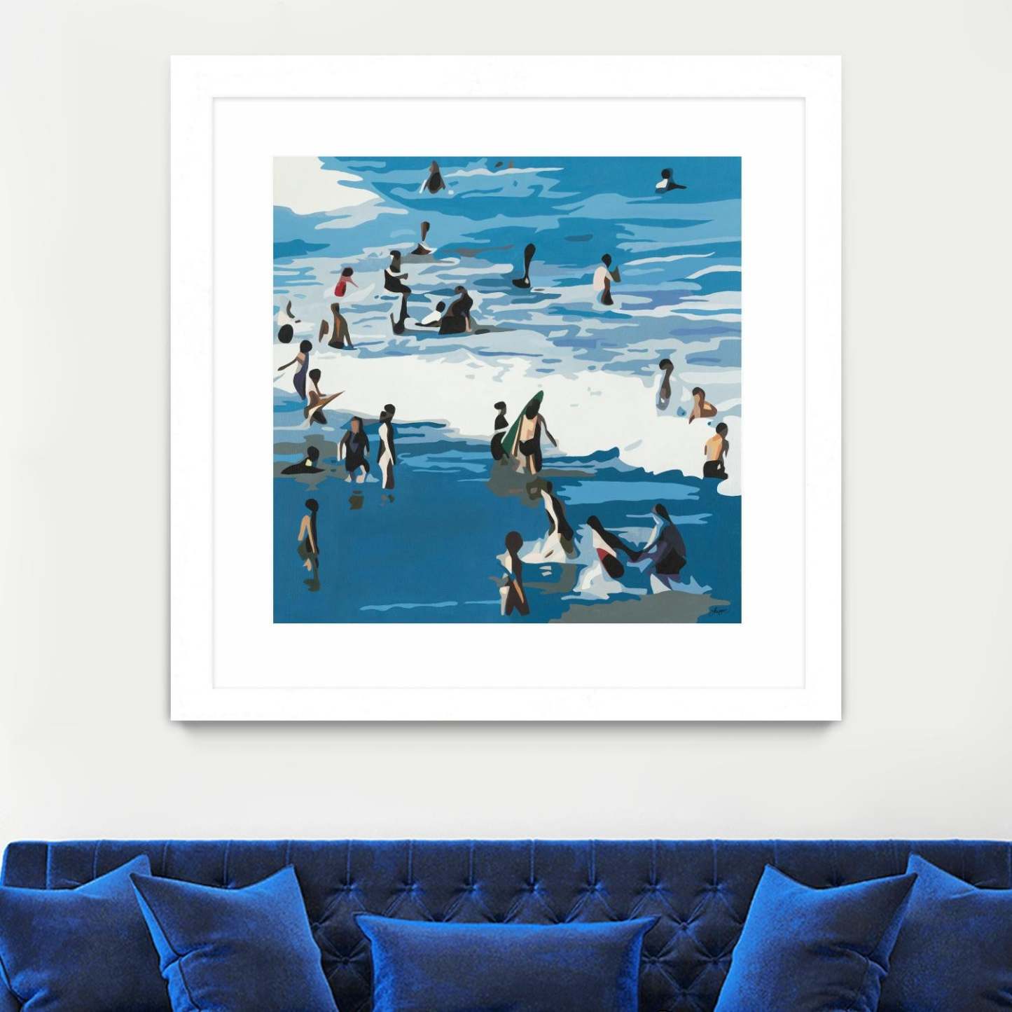 Surf's Up Matted and Framed White 36x36 Wall Art|Œuvre d'art murale encadrée blanche et mate « Surf's Up » 36 x 36