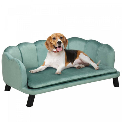 Pawhut Canapé pour Chien Lit pour Animaux Avec Coussin Amovible Pieds en Bois Pour Chiens Moyens et Grands, Vert|Pawhut Lit Pour Animaux Avec Coussin Supplémentaire Et Pieds En Bois Massif, Design Perle Pour Chien