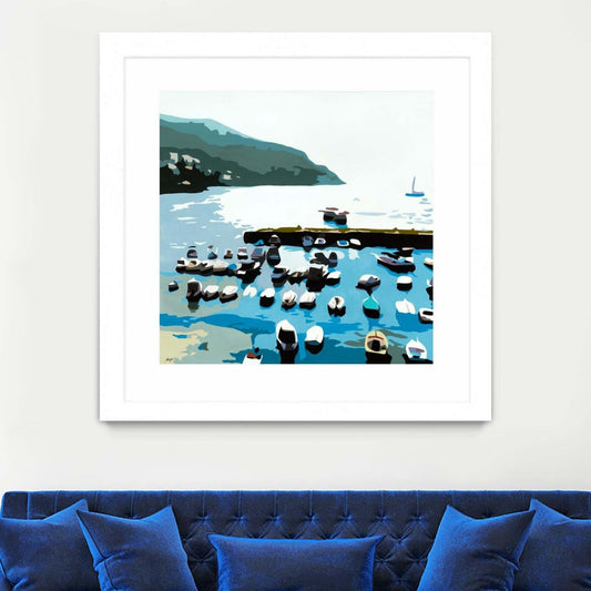 Boats Matted and Framed White 36x36 Wall Art|Œuvre d’art murale encadrée blanche et mate « Boats » 36 x 36