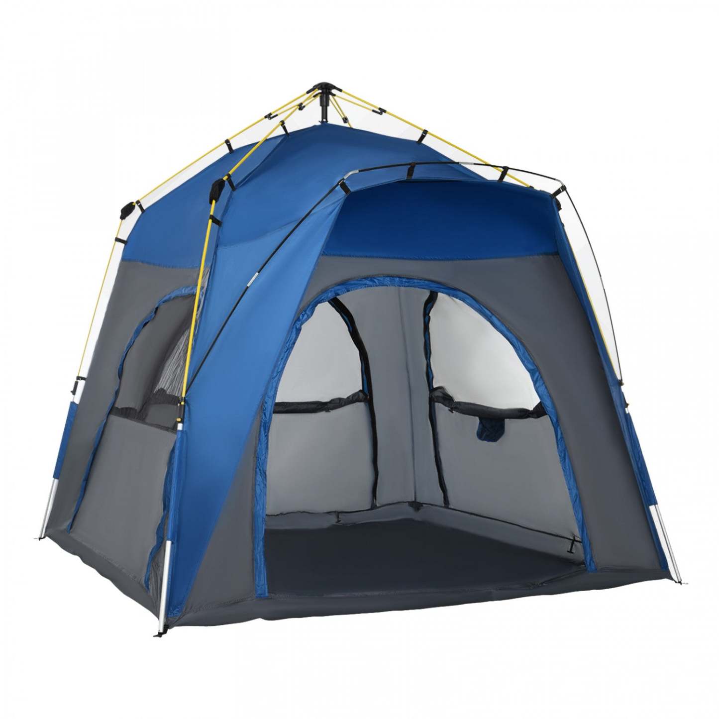 Outsunny Tente de Camping Instantanée Automatique avec 4 Portes et 4 Fenêtres, Tente Pop-up Extérieure Facile, Portable|Outsunny Tente De Camping Familiale 4 Personnes Montage Instantané Pop-up 4 Fenêtres Pare-soleil Sa