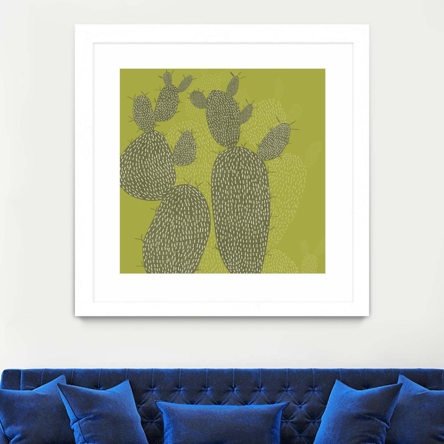 Opuntia I Matted and Framed White 30x30 Wall Art|Œuvre d'art murale encadrée blanche et mate « Opuntia I » 30 x 30