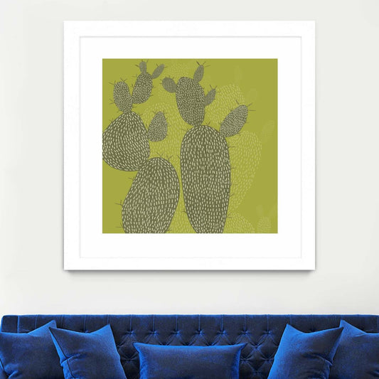 Opuntia I Matted and Framed White 30x30 Wall Art|Œuvre d'art murale encadrée blanche et mate « Opuntia I » 30 x 30