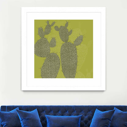 Opuntia I Matted and Framed White 36x36 Wall Art|Œuvre d'art murale encadrée blanche et mate « Opuntia I » 36 x 36