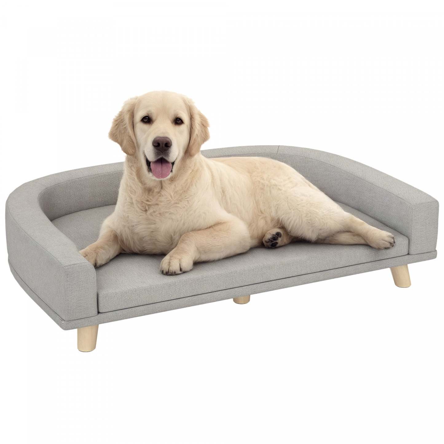 Sofa pour chien Pawhut, canapé-lit pour grands chiens, canapé-lit surélevé pour animaux de compagnie avec housse amovible et lavable, patins antidérapants, gris