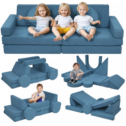 Qaba Canapé De Jeu Modulaire Pour Enfants 12 Pièces Pour Salle De Jeux, Chambre À Coucher, Canapé Convertible En Mousse