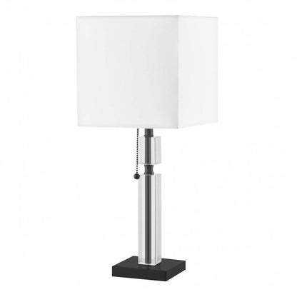Lampe de table Fernanda de Dainolite avec abat-jour blanc, fini noir mat et 1 ampoule