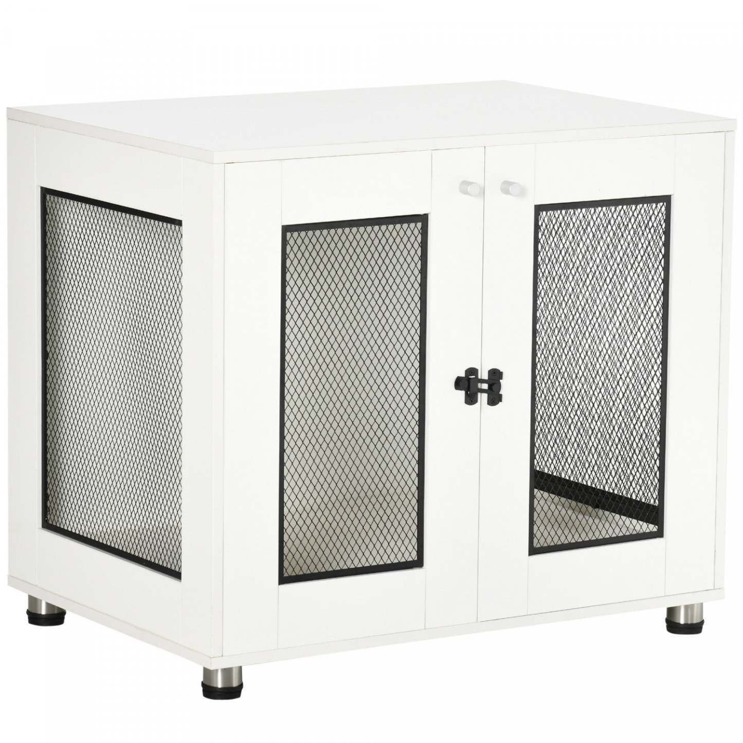 Pawhut Cage Pour Chien Table D'Extrémité Avec Coussin Résistant À L'Eau, Meubles De Cage À Double Porte Pour Moyen