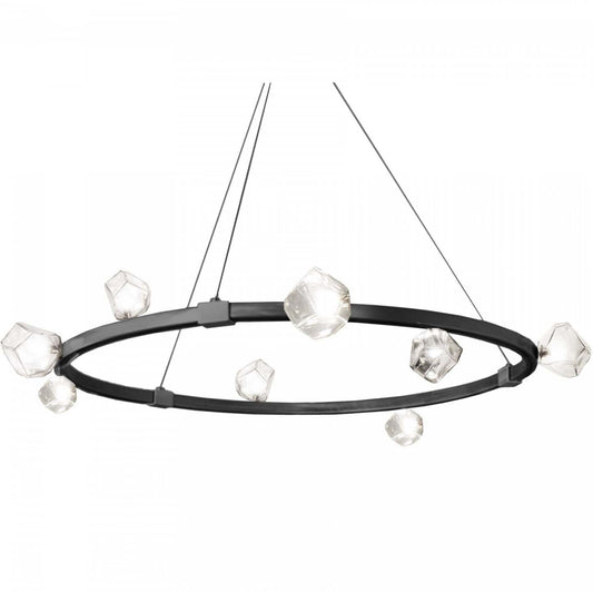 Dainolite Pearlene 12 Light Chandelier Matte Black Clear Glass Lamp|Lustre Pearlene de Dainolite en verre transparent, avec fini noir mat et 12 ampoules