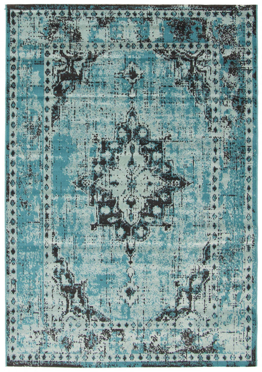 Tapis Chenta Aqua 5'3 x 7'7|Tapis Chenta turquoise 5 pi 3 po x 7 pi 7 po|D86FMYKV