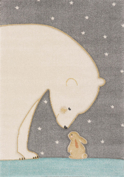 Kids Polar Bear Rabbit Area Rug - 5'3 x 7'7|Carpette à motif d'ours polaire avec lapin pour enfants - 5 pi 3 po x 7 pi 7 po