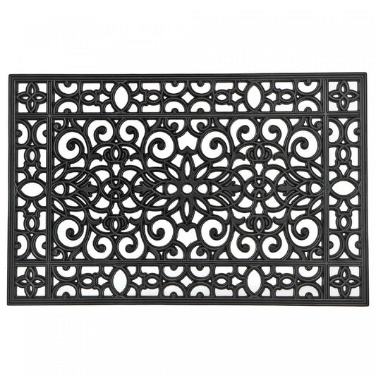Black Rubber Grill Mat 23 x 36 Floral Floormat|Tapis de plancher floral 23 x 36 de type grille en caoutchouc