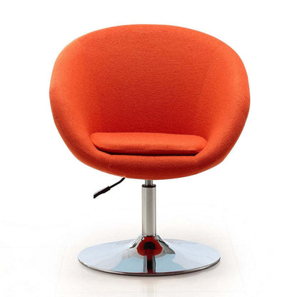 Manhattan Comfort Hopper Polished Chrome Wool Blend Adjustable Height Chair - Orange|Chaise Hopper de Manhattan Comfort à hauteur réglable en chrome poli et en mélange de laine - orange