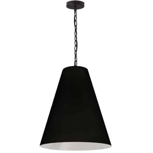 Dainolite Anaya 1 Light Pendant Medium Matte Black Black/White Shade Lamp|Luminaire suspendu moyen Anaya de Dainolite avec abat-jour noir et blanc, fini noir mat et 1 ampoule