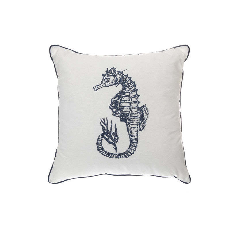 Coussin Nautica Hippocampe - Lot de 2|Coussin Nautica orné d'un hippocampe - ensemble de 2