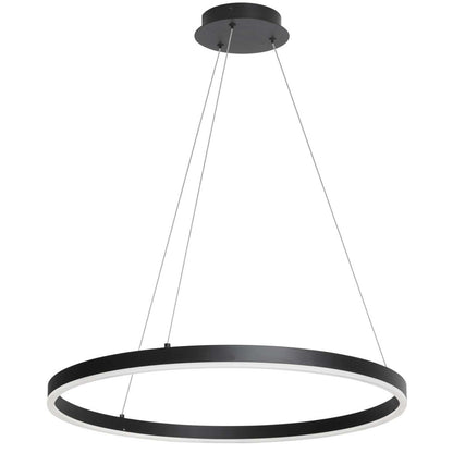 Dainolite Circulo Chandelier 34w Finition Noir Mat Lampe Diffuseur Acrylique Blanc|Lustre Circulo de Dainolite en acrylique blanc qui diffuse la lumière, avec fini noir mat et ampoule de 34 W