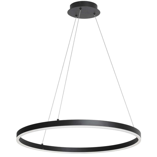 Dainolite Circulo Chandelier 34w Finition Noir Mat Lampe Diffuseur Acrylique Blanc|Lustre Circulo de Dainolite en acrylique blanc qui diffuse la lumière, avec fini noir mat et ampoule de 34 W