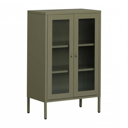 Kodali Glass Door Accent Cabinet - Olive Green|Armoire décorative Kodali avec portes en verre - vert olive