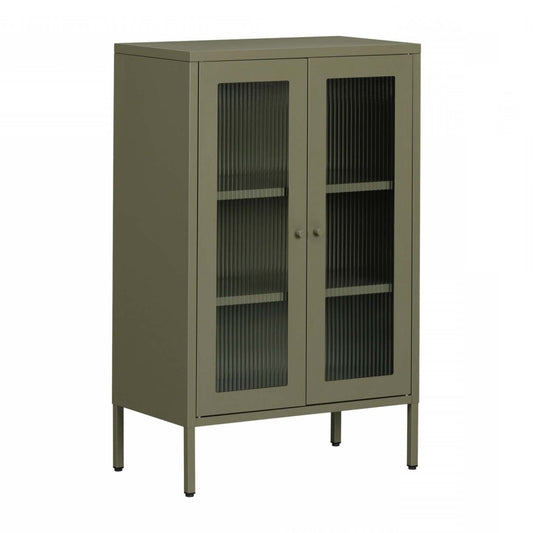 Kodali Glass Door Accent Cabinet - Olive Green|Armoire décorative Kodali avec portes en verre - vert olive