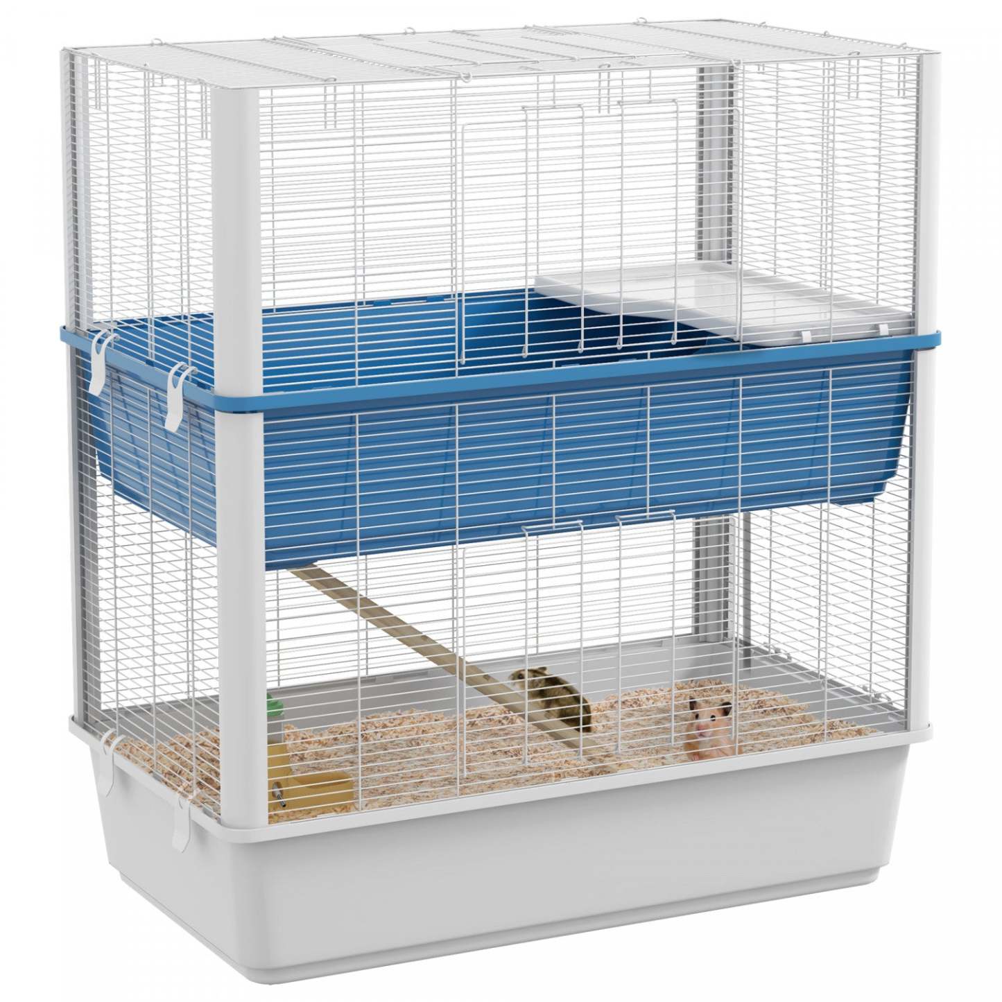 Pawhut Grande Cage Pour Hamster Avec Accessoires, Cage Pour Rats, Gerbille Avec Fond Amovible, Rampe