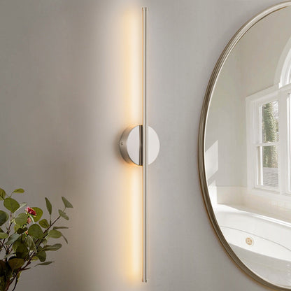 Applique murale LED linéaire moderne à 1 lumière, noire/dorée/nickel, à intensité variable, pour salle de bain.