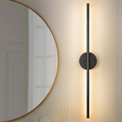 Applique murale LED linéaire moderne à 1 lumière, noire/dorée/nickel, à intensité variable, pour salle de bain.