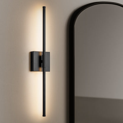 Applique murale LED linéaire moderne à 1 lumière, noire/dorée/nickel, à intensité variable, pour salle de bain.