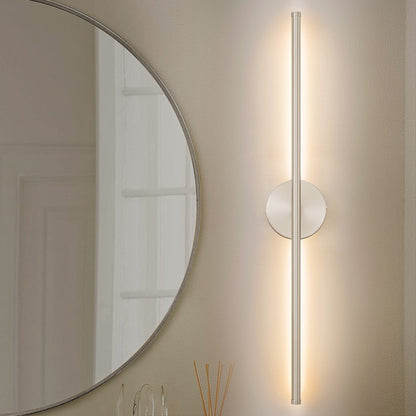 Applique murale LED linéaire moderne à 1 lumière, noire/dorée/nickel, à intensité variable, pour salle de bain.