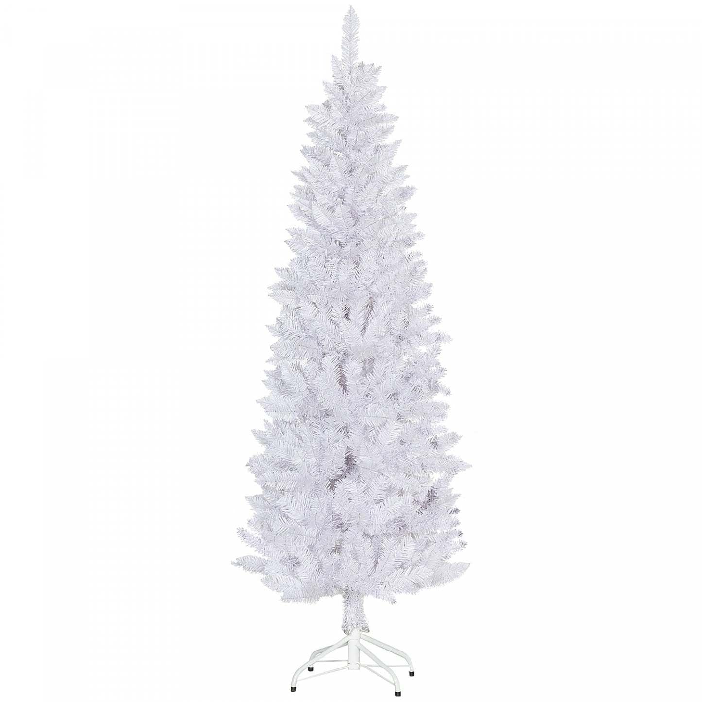 Homcom Arbre De Noël Artificiel De 6pi De Haut Avec Base En Acier, Blanc