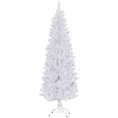 Homcom Arbre De Noël Artificiel De 6pi De Haut Avec Base En Acier, Blanc