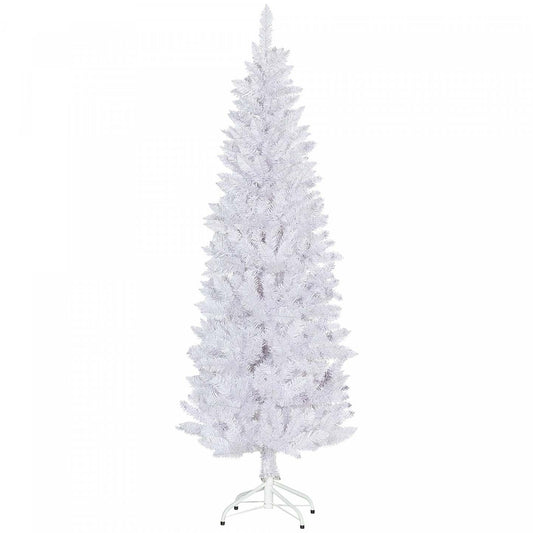 Homcom Arbre De Noël Artificiel De 6pi De Haut Avec Base En Acier, Blanc