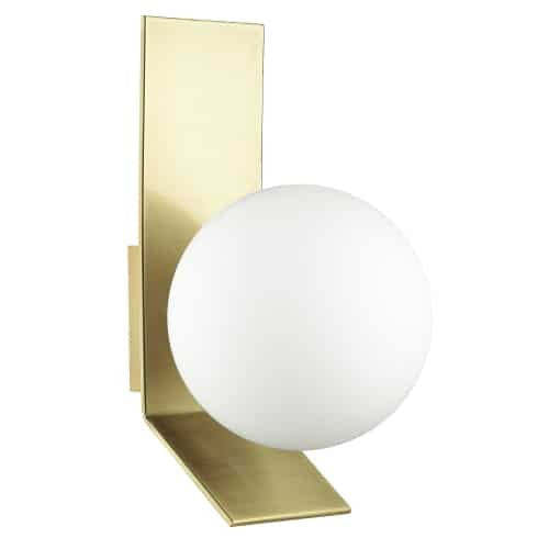 Dainolite Valemont 1 Light Wall Sconce Large Aged Brass Opal White Glass Lamp|Grande applique murale Valemont de Dainolite en verre blanc opale, avec finition laiton vieilli et 1 ampoule