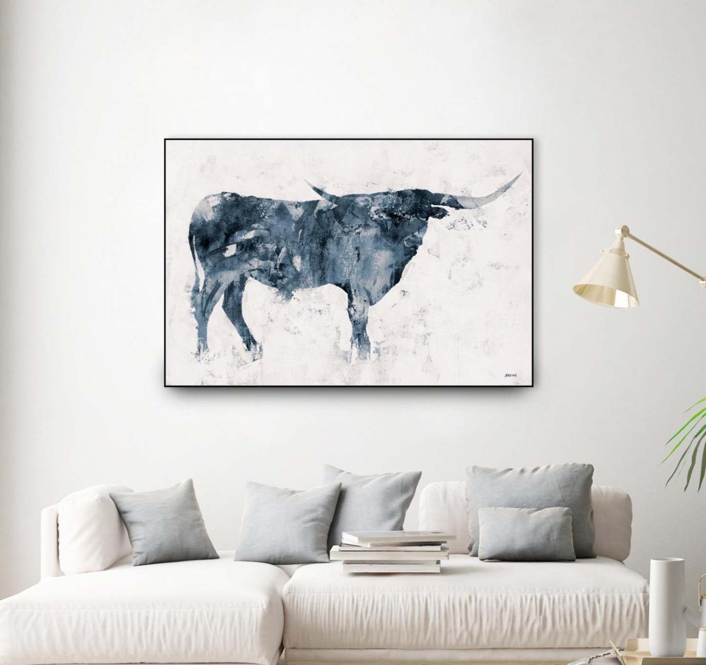 Longhorn V2 Canvas Framed Black 36x24 Wall Art|Œuvre d'art murale sur toile encadrée noire « Longhorn V2 » 36 x 24