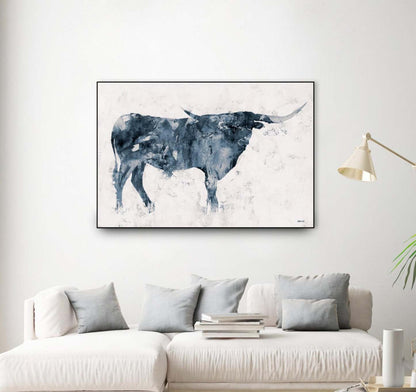 Longhorn V2 Canvas Framed Black 36x24 Wall Art|Œuvre d'art murale sur toile encadrée noire « Longhorn V2 » 36 x 24