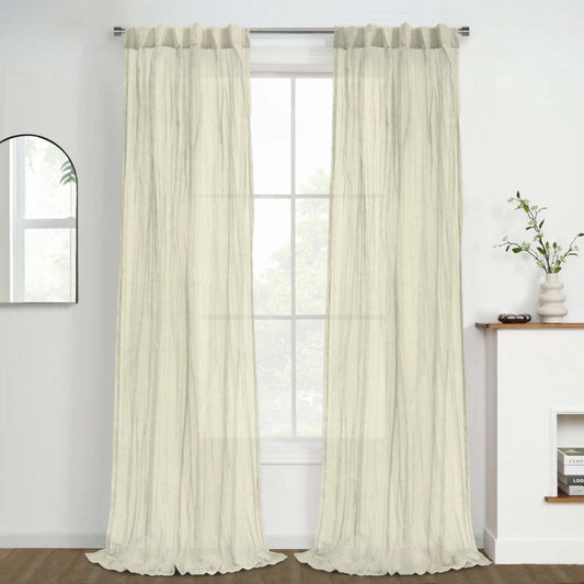 Panneau de rideau transparent Paloma gris à double têtes d’Habitat - 52 x 63|Habitat Paloma Grey Sheer Dual Header Curtain Panel - 52 x 63