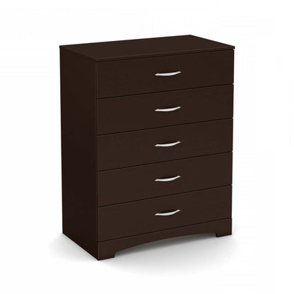 Commode 5 tiroirs Step One - Chocolat|Commode verticale Step One à 5 tiroirs - chocolat