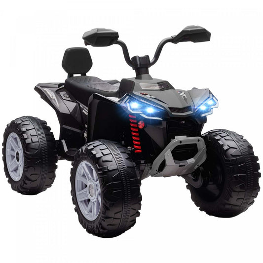 Qaba 24v Enfant Atv, voiture à deux places pour enfants, quad électrique alimenté par batterie avec 4 roues à suspension, vitesses haute/basse, musique, phares, pour garçons et filles, noir
