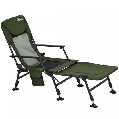 Chaise de pêche pliante Outsunny avec dossier inclinable et repose-pieds vert foncé
