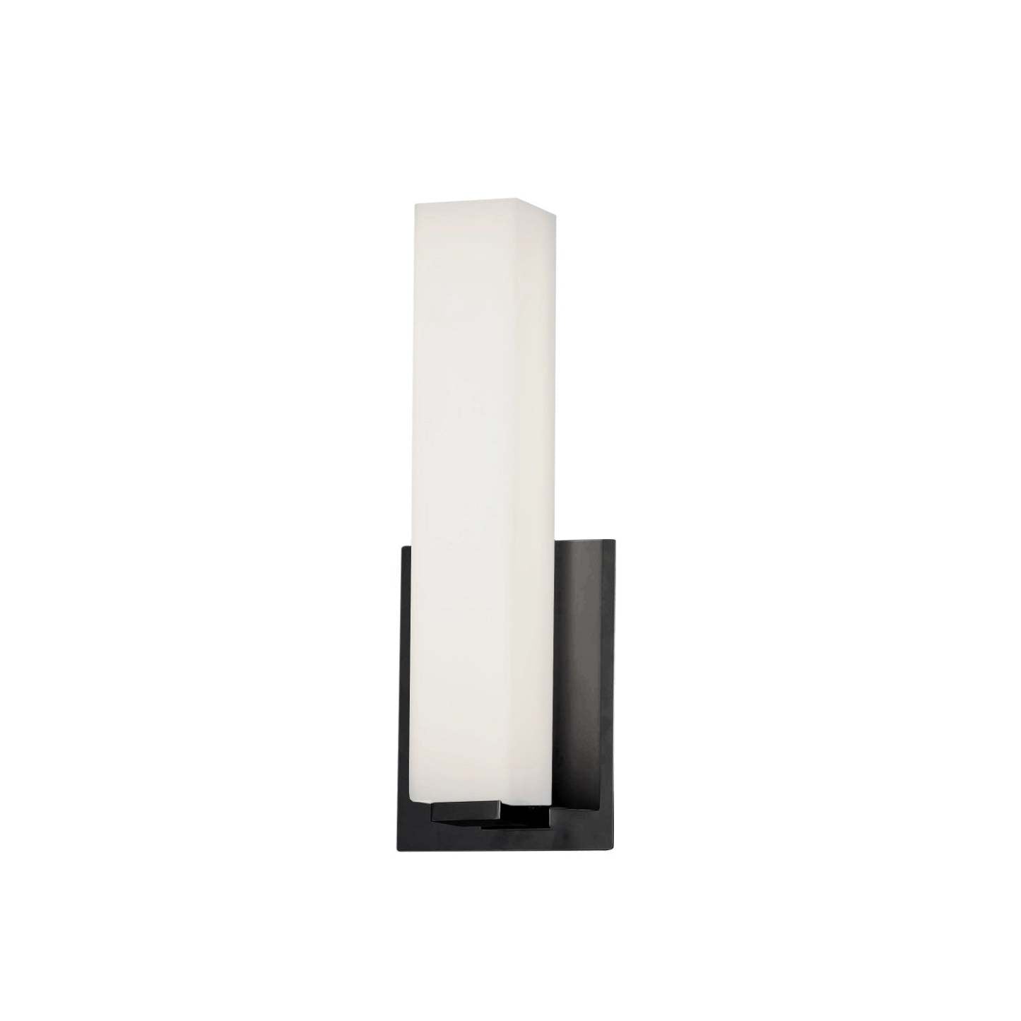 Applique murale Vonte de Dainolite 12w en noir mat avec lampe en verre blanc