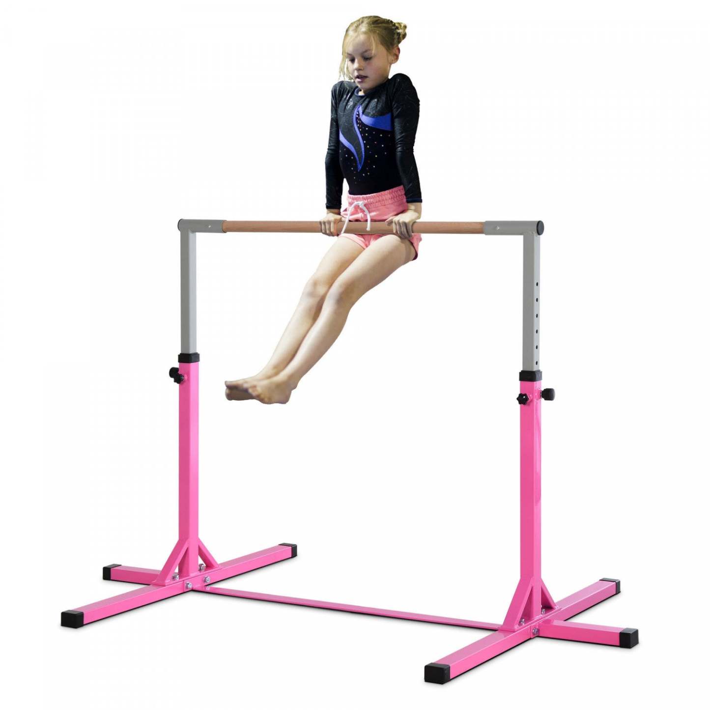 Soozier Barre de Gymnastique Professionnelle pour Enfants, Équipement de Gymnastique à Domicile pour Tout-Petits avec Réglage sur 13 Niveaux