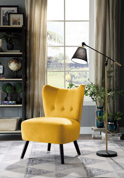 Chaise d'appoint Ginny Velours Jaune | Fauteuil D'appoint Ginny En Velours Jaune