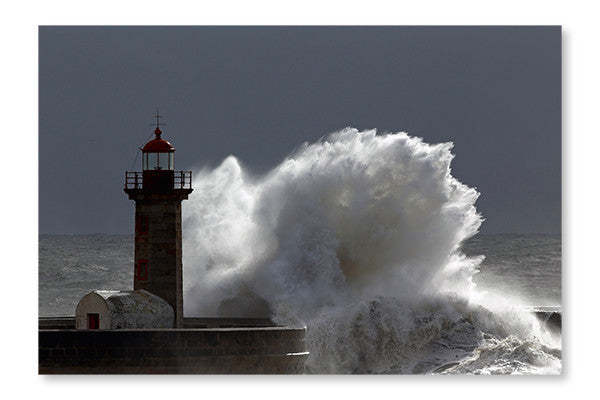 Phare Tempête 24x36 Cadre d'art mural et panneau de tissu | Phare Tempête 24 po x 36 po : Cadre d'art mural et panneau de tissu | D44G79IW