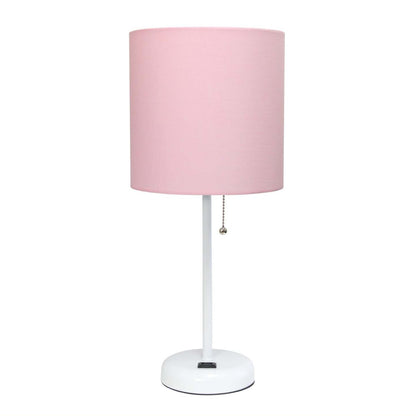 Lampe de table Limelights rose avec pied mince blanc et prise de recharge | D21OIOJ7