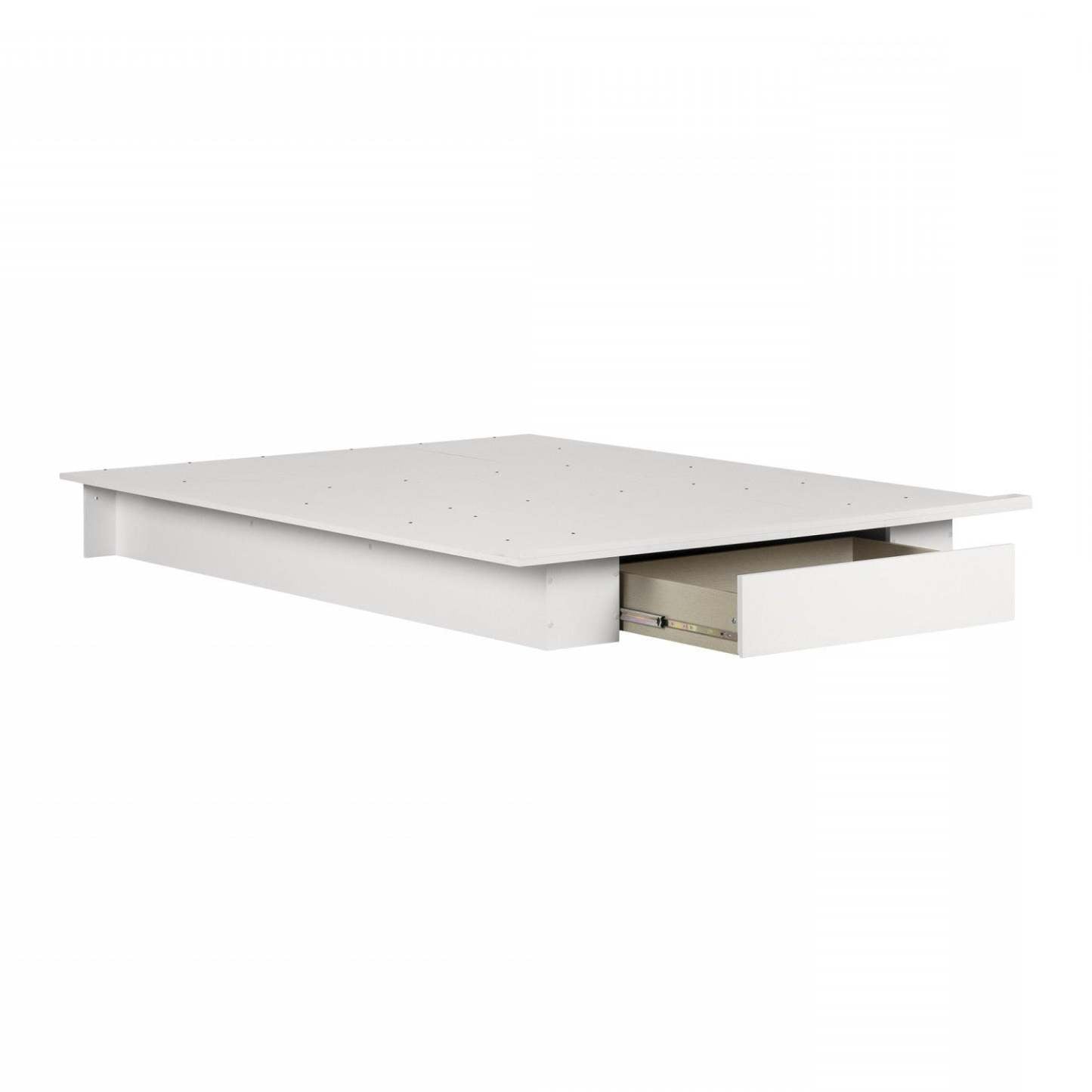 Holland Queen Platform Bed with Drawer - Pure White|Grand lit plateforme Holland avec tiroir - blanc pur
