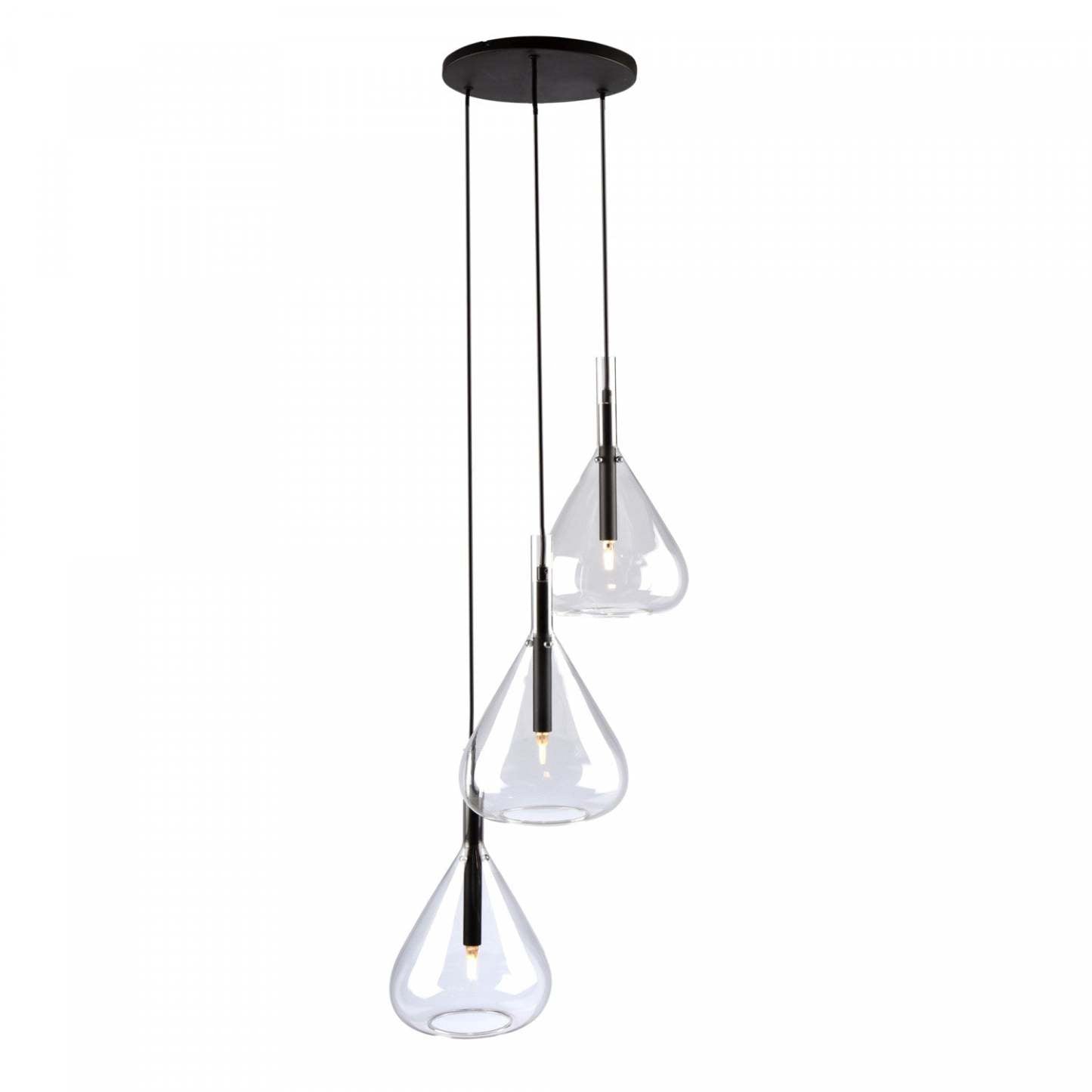 Luminaire suspendu noir conique à 3 lumières | Luminaire suspendu Conic noir à 3 ampoules | D06H45IQ