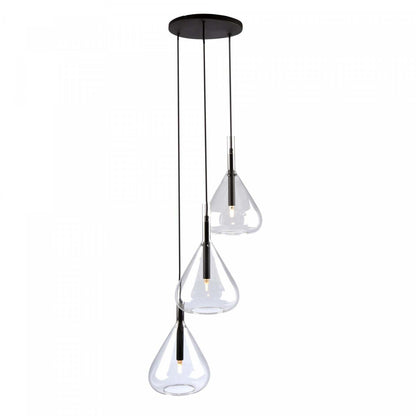 Luminaire suspendu noir conique à 3 lumières | Luminaire suspendu Conic noir à 3 ampoules | D06H45IQ