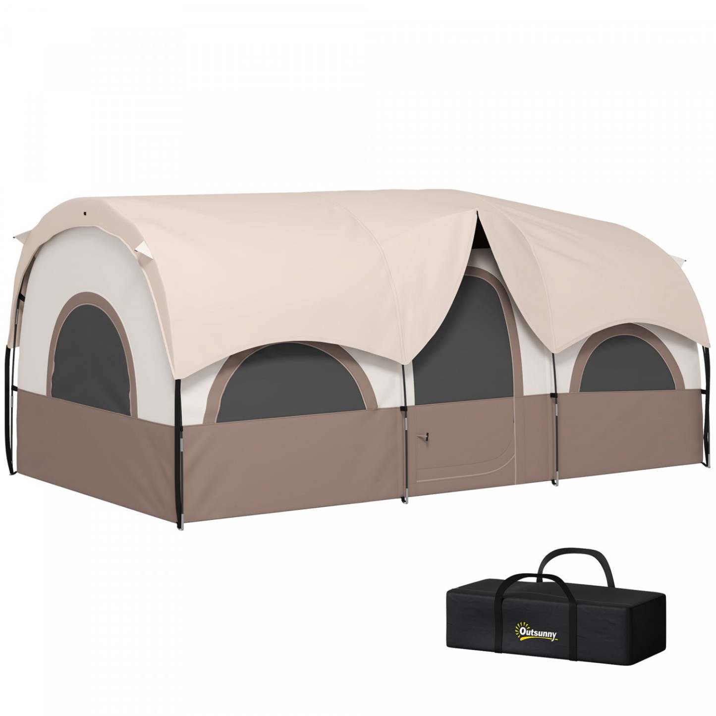 Outsunny Tente de Camping 4-6 Personnes, 3000mm Imperméable et UPF30+, Kaki