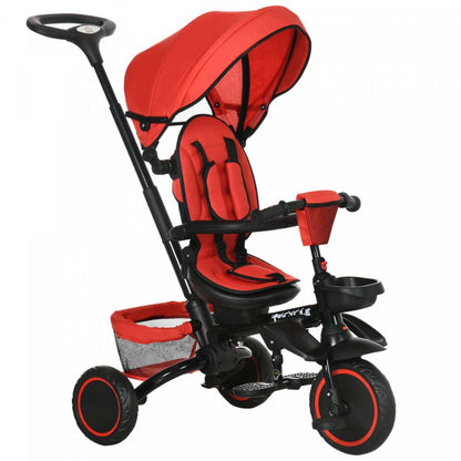Aosom Tricycle 6-en-1 pour Tout-Petit, Trike pour Enfants avec Siège Rotatif, Poignée de Poussette Réglable, Harnais de Sécurité | Homcom Tricycle 7-en-1 pour Enfant, Vélo Pliant pour Bébé avec Poignée de Poussee Réglable, Siège Ro
